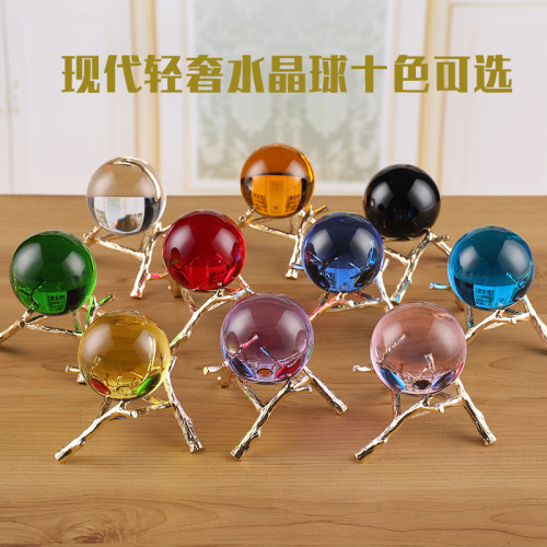 10色可选水晶玻璃球桌面摆件