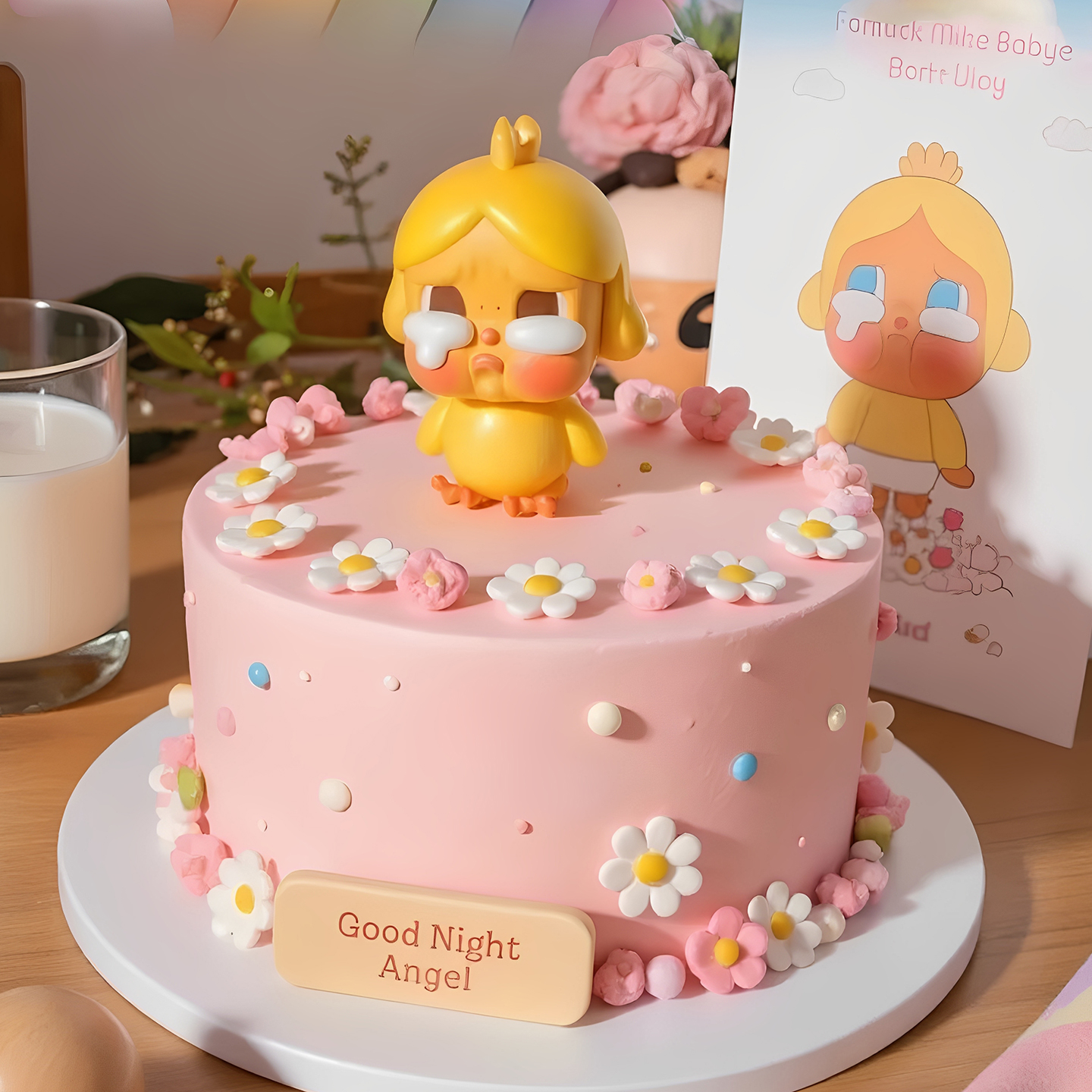 卡通哭娃哭鸭公仔蛋糕装饰摆件小仙女烘焙生日甜品派对装扮插件