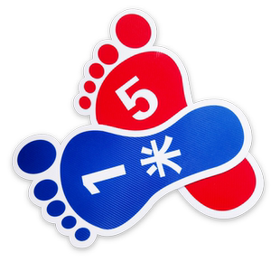 验光区请站在5米线外检查 眼镜店医院视力测试表地贴 大脚丫箭头指向地面提示贴定制