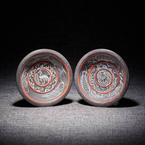 汉代捉鱼图陶盘立体冰箱贴河北博物院满城汉墓文创文物博物馆纪念