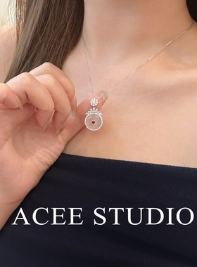 ACEE设计纯银白月光玉髓平安扣项链女复古国潮风优雅气质锁骨链