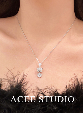 ACEE设计S925纯银韦雪同款招财貔貅项链女新中式立体錾刻锁骨链