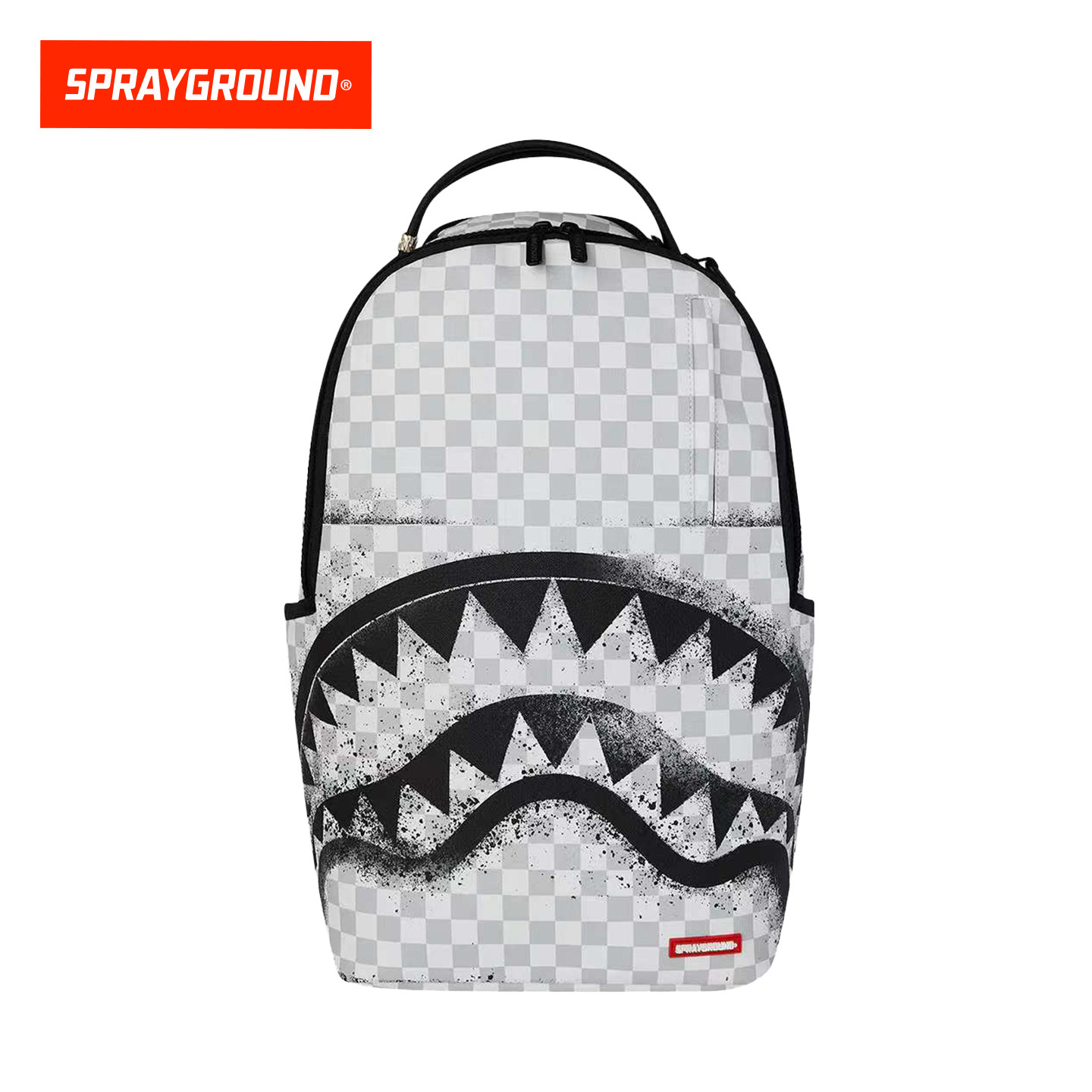 SprayGround鲨鱼嘴棋盘格双肩包男女潮流休闲大容量学生书包