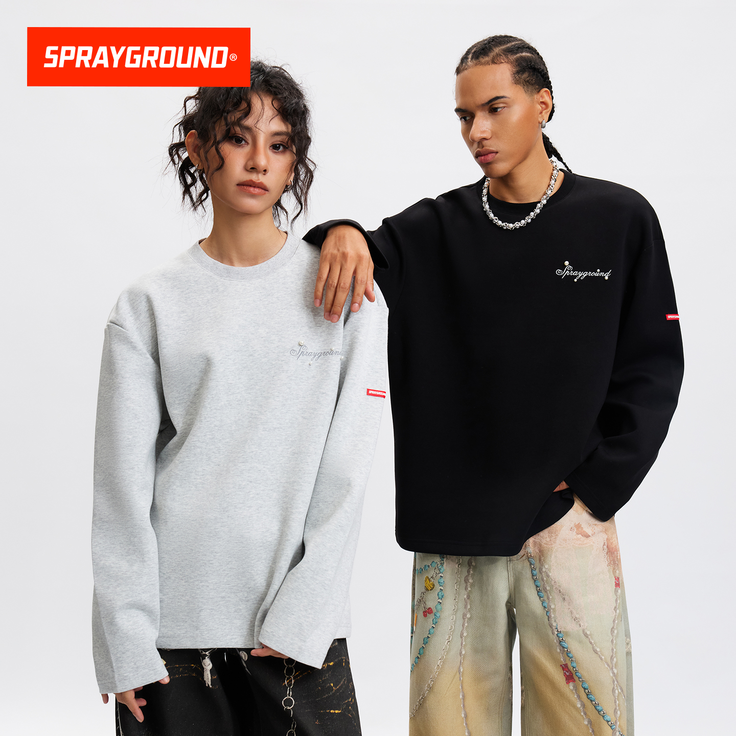 SprayGround鲨鱼嘴美式字母印花卫衣男25秋季情侣套头宽松上衣潮