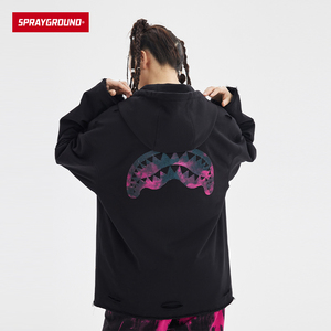 SprayGround23新款鲨鱼嘴连帽开衫卫衣情侣宽松扎染男女W0913306