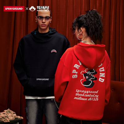 【摇钱树联名】SprayGround鲨鱼嘴秋冬连帽卫衣男女字母印花帽衫