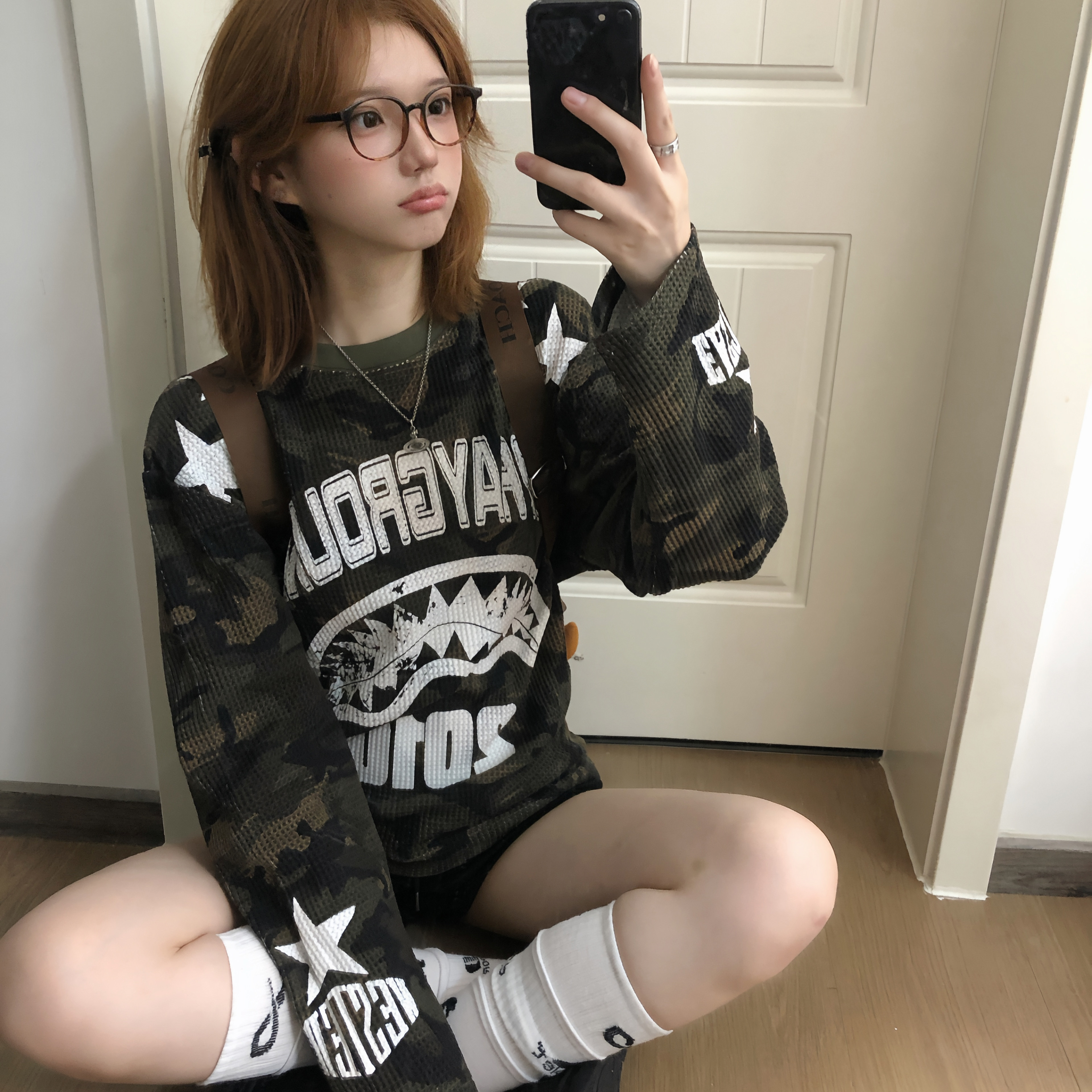 SGINBAHWC联名迷彩鲨鱼嘴长袖