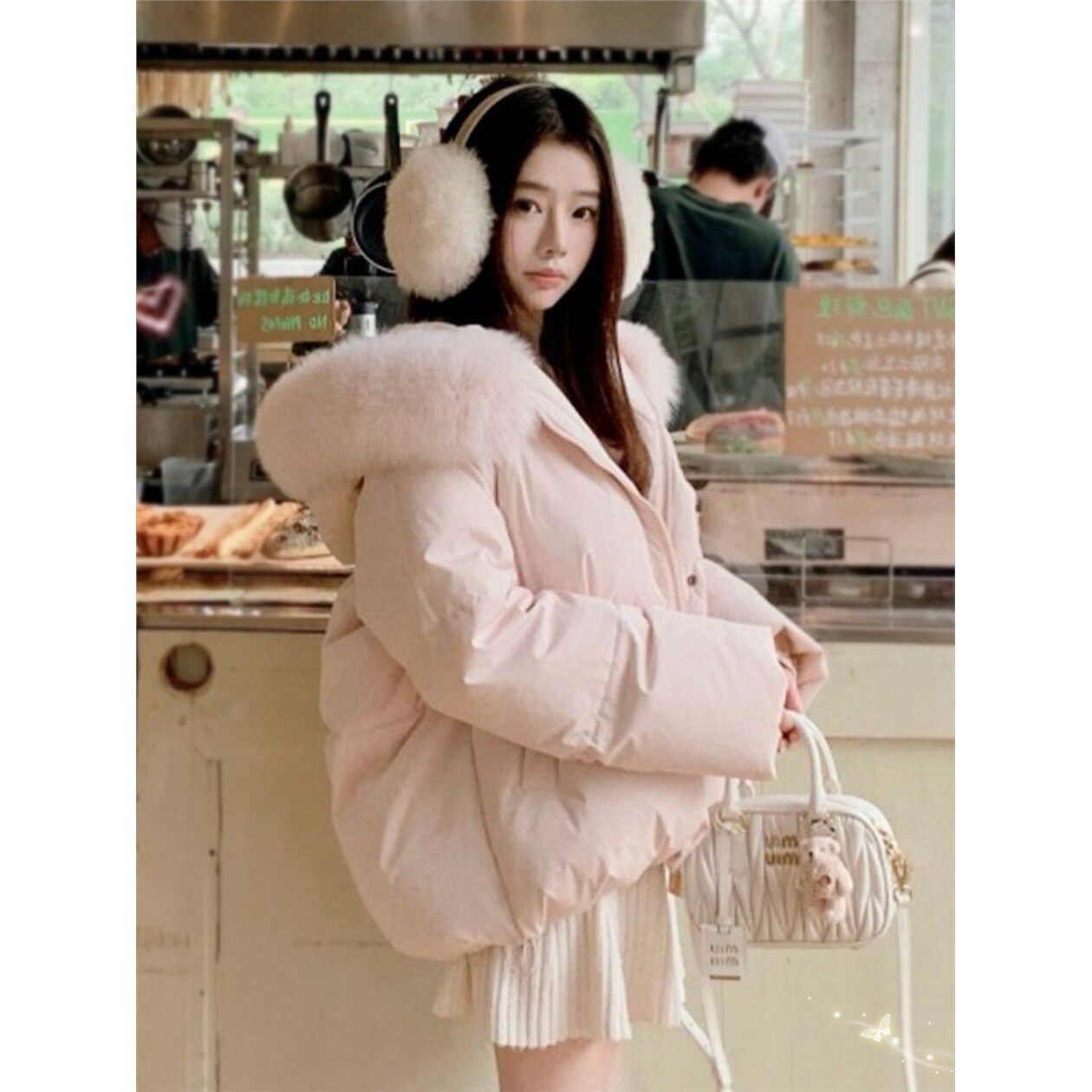 粉色短款羽绒服女冬小个子巨好看夹棉外套加厚棉服独特漂亮小棉袄