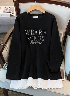 200/350斤加肥大码女装胸围150/160宽松中长款圆领卫衣300斤1147