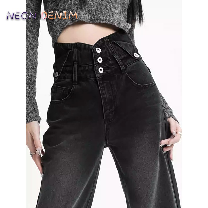 广州新塘设计感黑色牛仔裤女2025