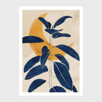 Nordic Ins-style niche art blue plant sunset moon restaurant table setting decorative painting poster core thumbnail 2