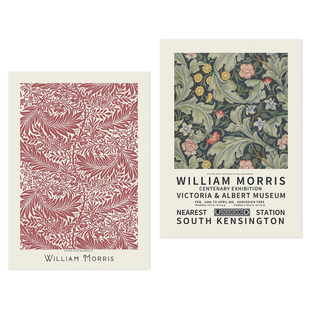 进口海报画芯 植物花卉William Morris 服装店咖啡店装饰画