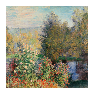 莫奈《维特伊花坛》装饰画卧室高级感艺术挂画餐厅卧室装饰画
