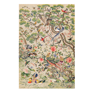 新中式挂画新花鸟客厅挂画复古祥和法式餐厅中玄关壁画装饰画国风