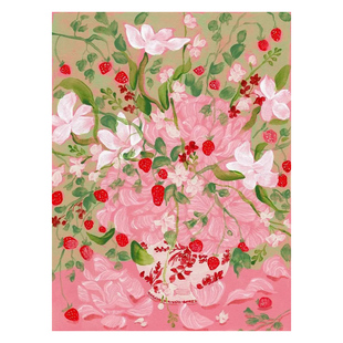 北欧艺术餐厅装饰画心花卉植物客厅沙发挂画卧室油画画芯不含画框