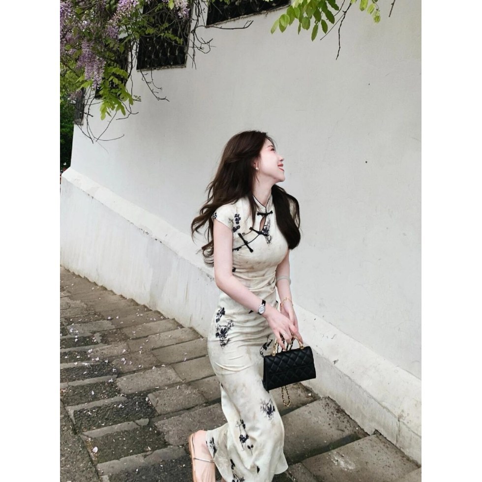 年轻款少女改良旗袍女2025夏季新款复古气质优雅高级感长款小礼服