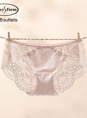 安莉芳官方奥莱性感蕾丝细腻丝滑舒适女士内裤薄款弹力中腰三角裤