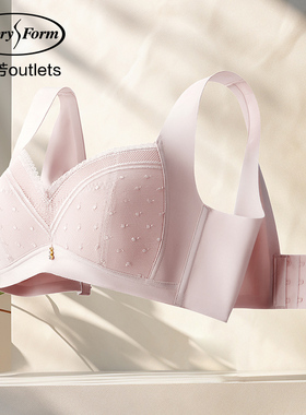 【夹碗围】安莉芳官方奥莱薄款大胸显小文胸无钢圈收副乳调整内衣