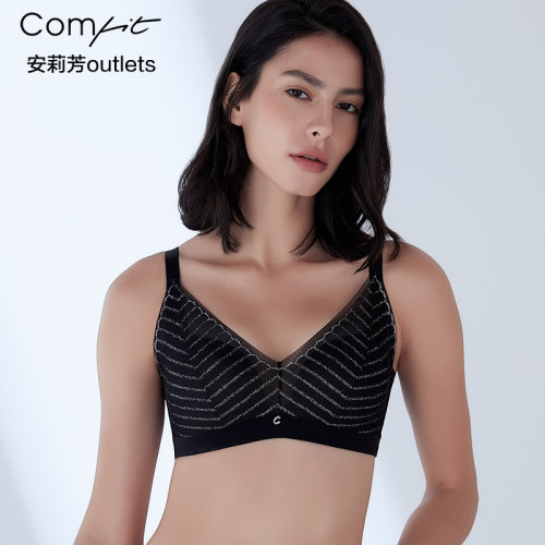 【轻柔杯】安莉芳官方奥莱蕾丝文胸comfit薄款无钢圈收副乳内衣女