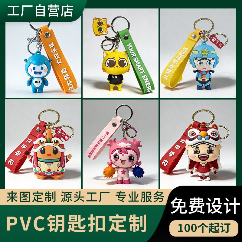 PVC软胶钥匙扣定制挂件logo创意文创卡通玩偶创意挂饰企业礼品图片
