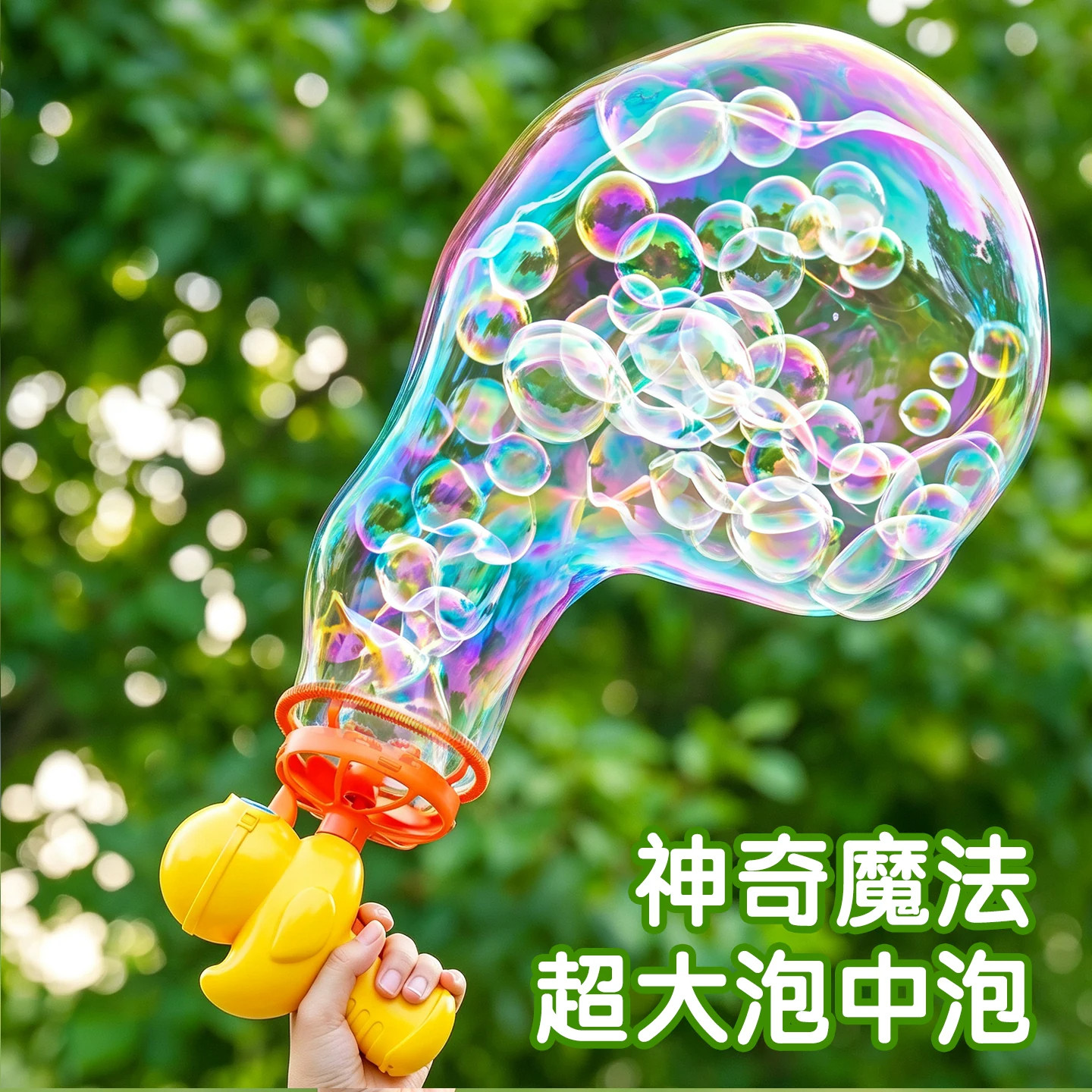 超大号泡中泡儿童电动泡泡机玩具大泡泡枪手持萌黄鸭泡泡器男孩女