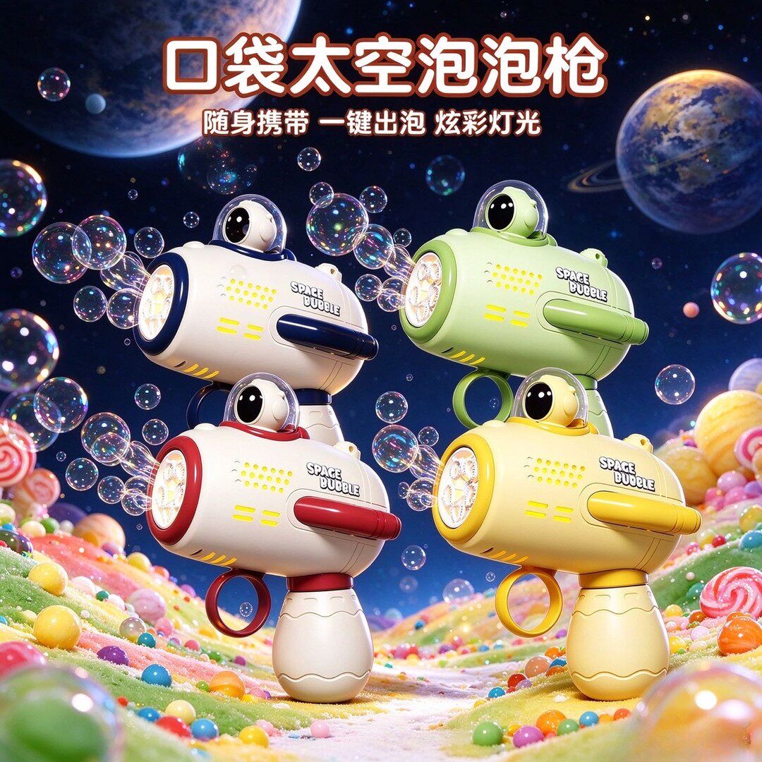 太空宇航员口袋迷你吹泡泡机早教机全自动手持泡泡枪玩具点读学习