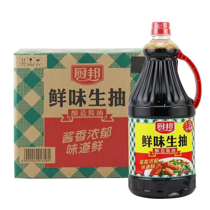 厨邦酱油鲜味生抽1.9L*6桶整箱黄豆酿造酱油商用炒菜点蘸卤味