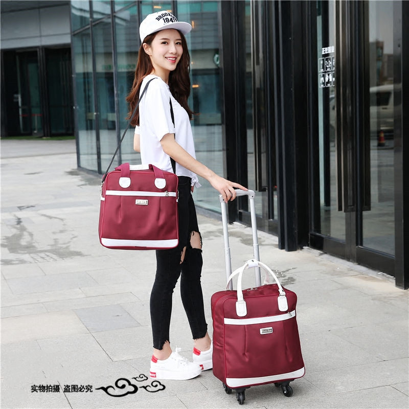 旅行包拉杆包女帆布大容量小拉包防水登机出差短途旅游手提行李袋