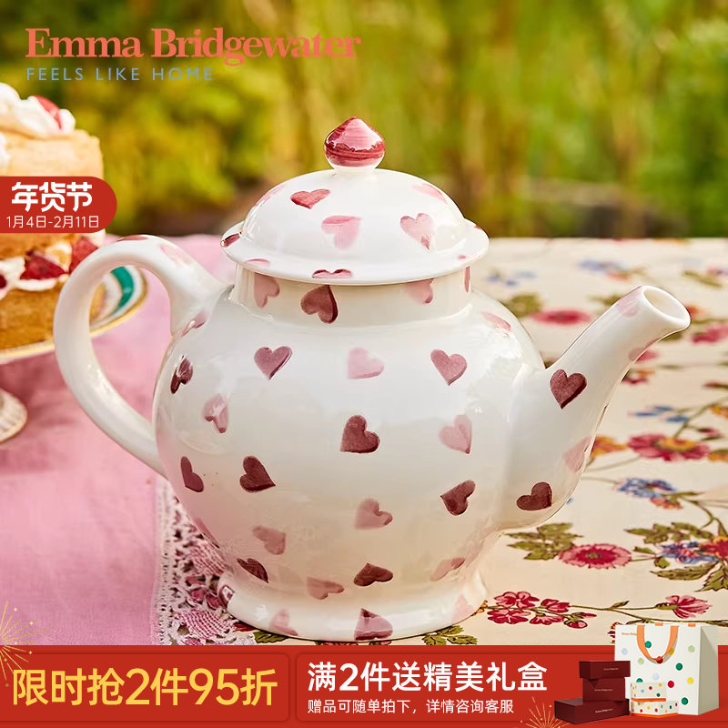 Emma Bridgewater茶壶水壶 粉色心形送礼釉下彩emmabrigewater,餐饮具,茶壶,淘宝优惠券,粉丝福利购,淘宝优惠卷
