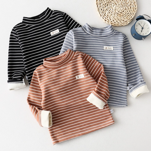 Детская базовая приятная телу утепленная толстовка для мальчиков, лонгслив, демисезонное термобелье, высокий воротник