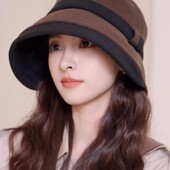 韩版 时尚 拼色翻檐渔夫帽女士秋冬气质优雅显脸小盆帽户外保暖帽子