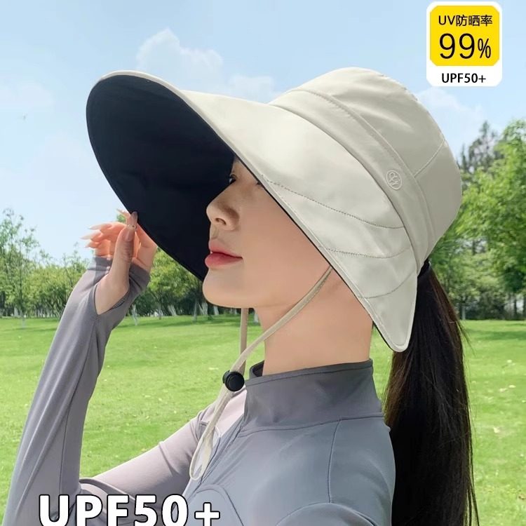 黑胶大檐防晒渔夫帽女