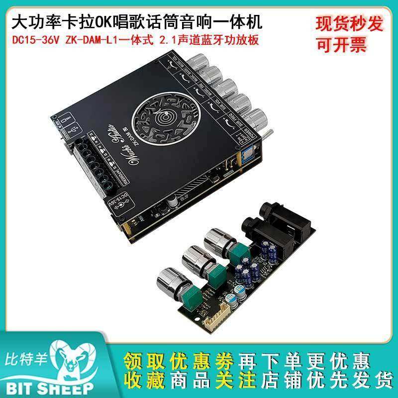 一体式 2.1声道蓝牙功放板大功率卡拉OK唱歌话筒音响一体机带外壳