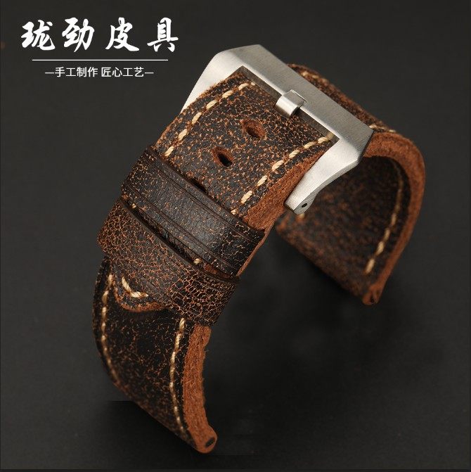 珑劲手工摔纹真皮表带22 24 26MM适配沛纳海PAM00382复古牛皮表链,手表,配件,淘宝优惠券,粉丝福利购,淘宝优惠卷