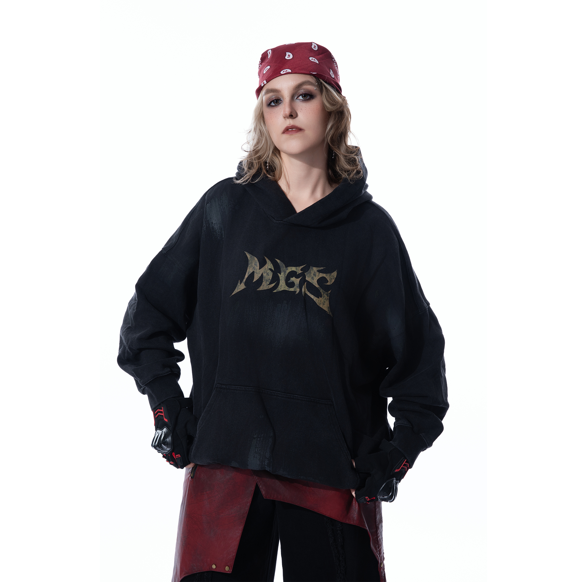 美式复古痞帅重磅连帽长袖卫衣男