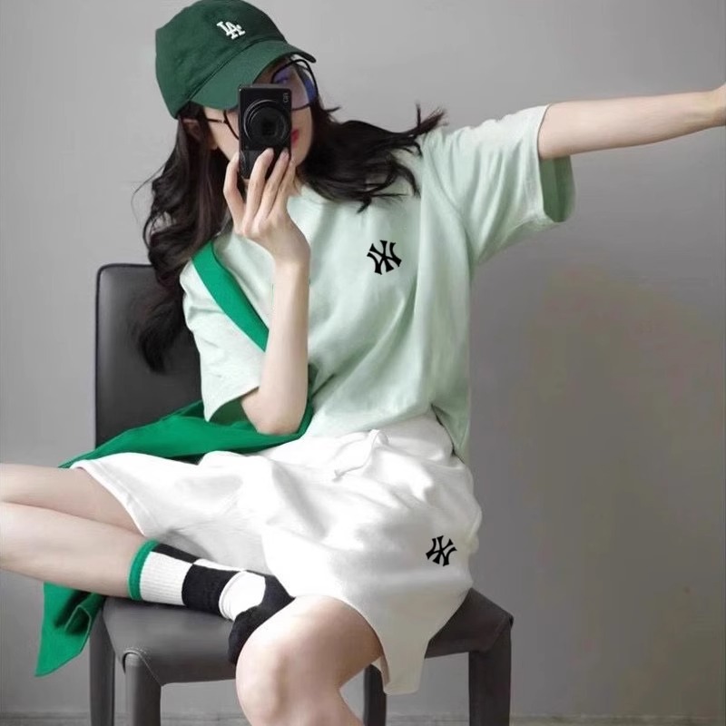 奥特莱斯|夏季休闲套装女2025新款纯棉短袖T恤宽松五分短款运动装