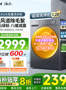 海尔11KG洗烘一体机微蒸汽空气洗大容量滚筒洗衣机XQG110-HL58E1