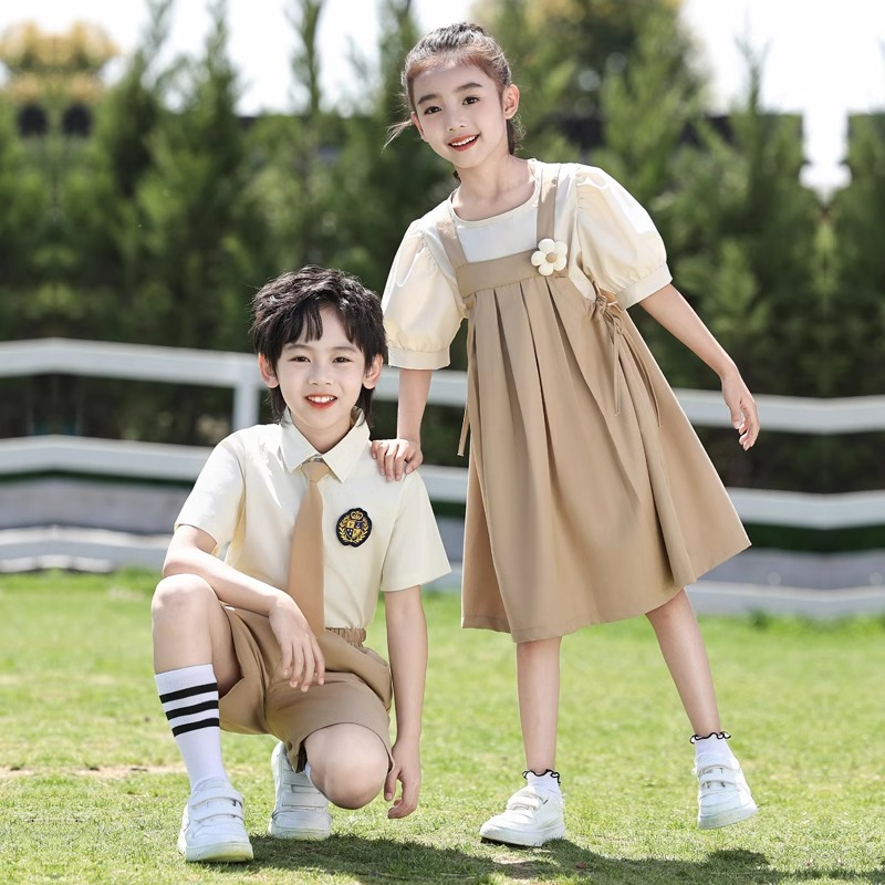 兒童合唱演出服女背帶裙幼兒園畢業(yè)典禮照班服小學生朗誦表演服裝