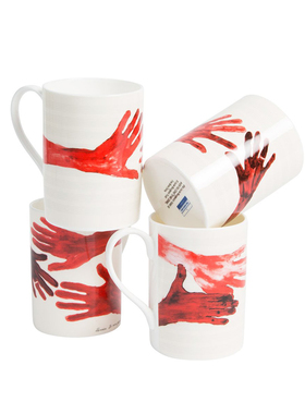 HOWstore Third Drawer Down红色手艺术马克杯套装骨瓷水杯咖啡杯