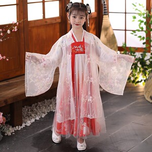 汉服女童2023儿童古装中国风超仙唐装古风裙子小女孩春秋款连衣裙