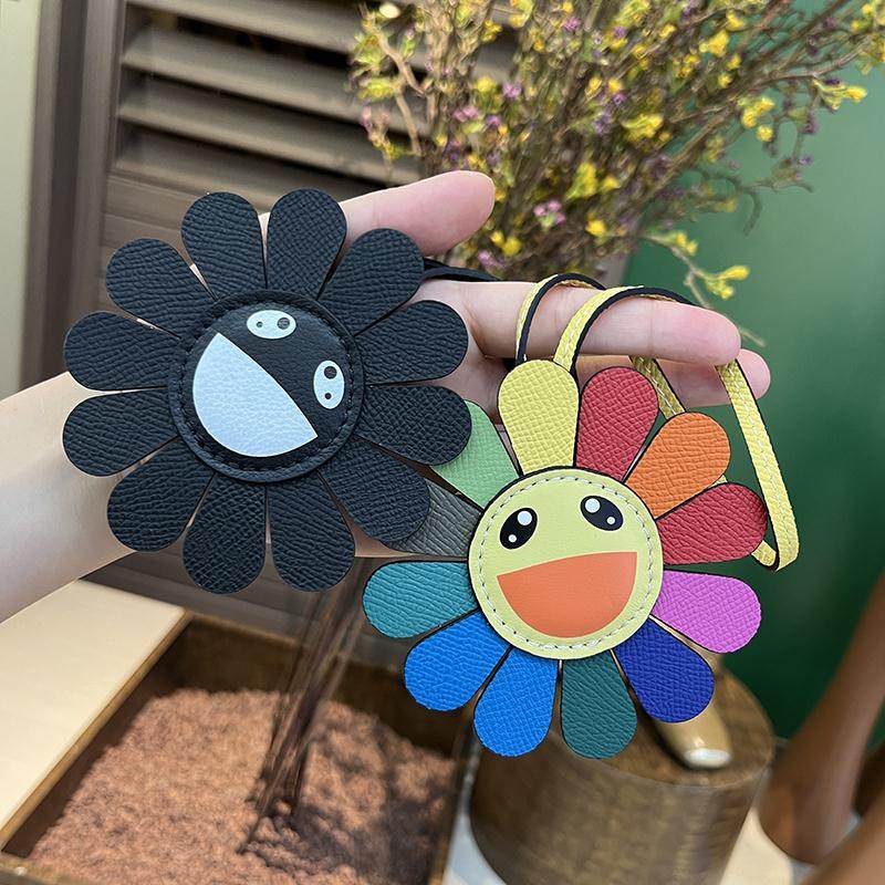 lv&gedete 彩虹笑脸太阳花包包挂件七彩花朵车内车载挂饰系钥匙扣