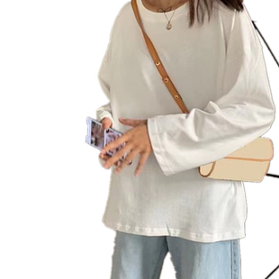 白色打底衫女春秋冬2022新款长袖内搭上衣韩版宽松秋衣圆领t恤
