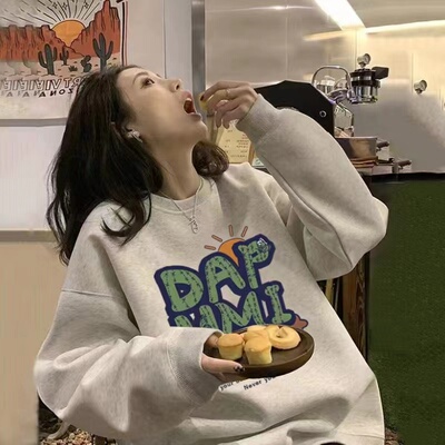 纯棉美式复古vibe风卫衣女加绒