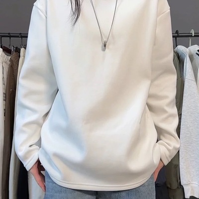 白色双面德绒打底衫男女款