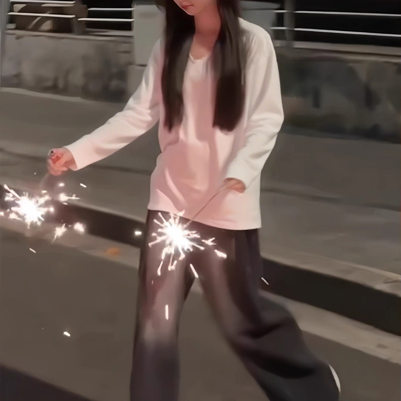 纯棉正肩V领白色长袖T恤女