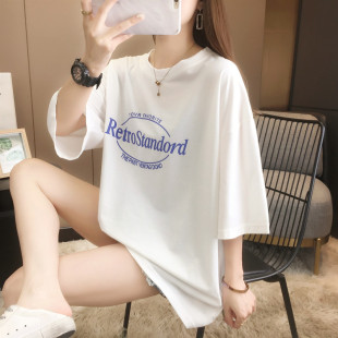 网红港风ins超火短袖t恤女2022韩版宽松原宿bf百搭半袖mschf上衣