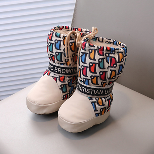 新款洋气婴儿鞋冬季加厚保暖高帮长筒棉鞋宝宝鞋脚套男女包棉裤鞋