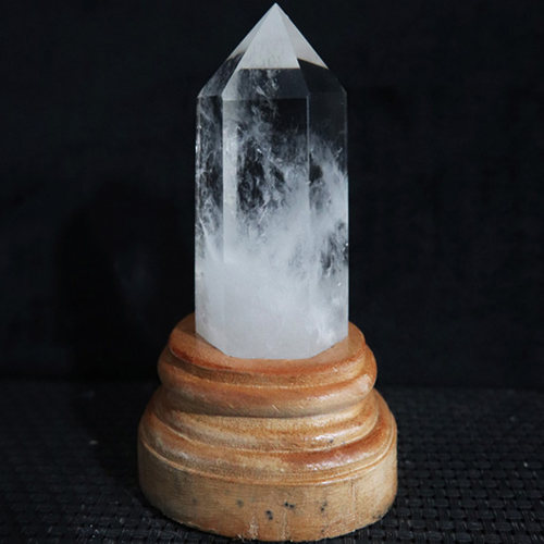 天然白水晶摆饰六棱晶柱家居客厅办公玄关装饰原矿简单打磨送底座