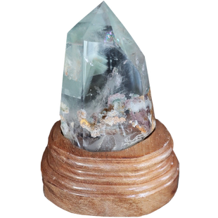 天然绿幽灵聚宝盆水晶摆件家居办公景观石标本异像红幽灵水晶柱