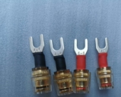 6mm进口紫铜镀银Y头转香蕉插座 老古董纯铜镀金Y头 转换头